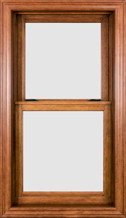 Beatiful woodgrain texture on vinyl double-hung window